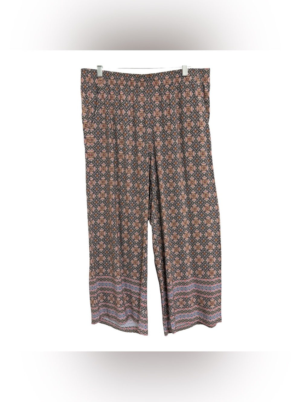 J. Jill Wide Leg Crop Pants Women Sz M Multicolor Geometric Boho Resort Flowy